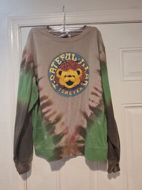 Grateful Dead Tie-Dye Crewneck Sweatshirt - Green/Brown/Yellow